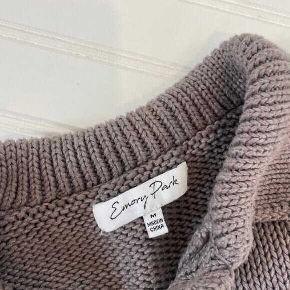Emory Park Brown Cotton & Acrylic Collared Slouchy Pullover Sweater Size M - Picture 3 of 6